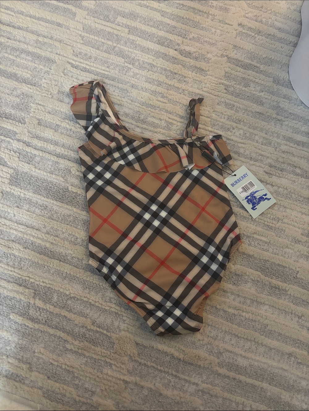 Burberry Little Girl's & Girl's Ruffle-Trim Check Swimsuit